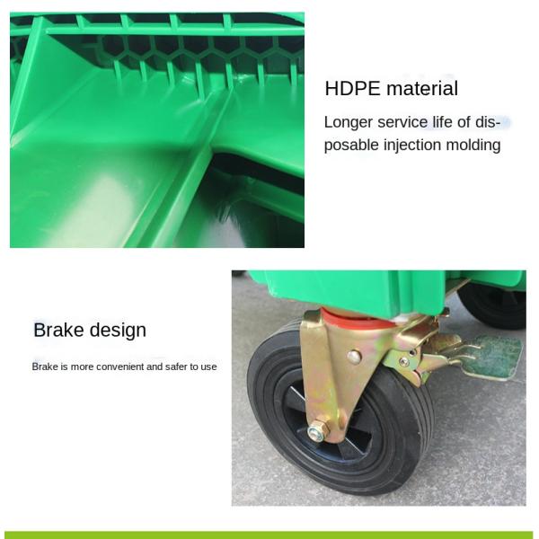 660 Litre Plastic Hand Push Outdoor Garbage Truck 1100l Large Sanitation Garbage Trailer Bucket Plastic Garbage Bin