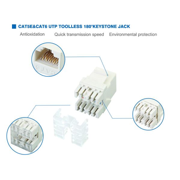 8 Pin Network Keystone Jack With RJ45 Connector CE Approved Long Lifespan