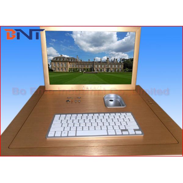 Gold Color 19" Computer Monitor Lift , Flip Up LCD Lift With Infrared Sensor