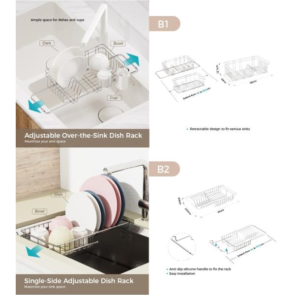 Foldable Silver Dish Rack With Compact Space Saving Design Durable Iron Construction