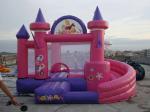 Pink Inflatable Amusement Park With Mini Princess Bouncer Castle With Slide