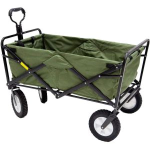 Folding Garden Cart’S Telescoping Adjustable Handle Locks And Extends Allows