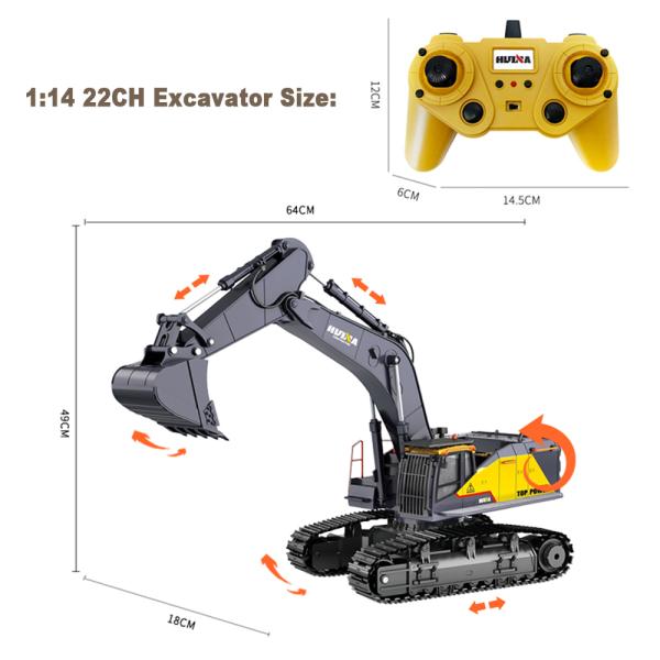 2.4ghz Radio Controlled Excavator Electric Remote Control Toy Car 22CH
