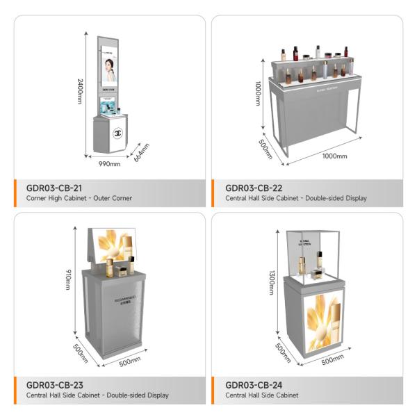 Retail Shop Cabinet Grey Wooden Boutique Edge Cabinet With Light Box For Trendy Shop Decoration And Premium Store Fixtures