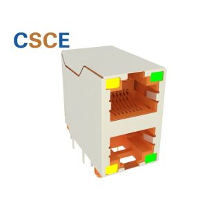 RoHS CE Stacked RJ45 Connectors 2*1 Ethernet RJ45 Modular Female Pcb Jack