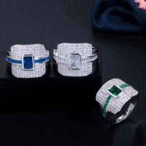 China Elegant square Shaped CZ Rings Women Ring  for Wedding Ring Wedding Sweet Design Jewelry Valentine's Day Love  Ring on sale