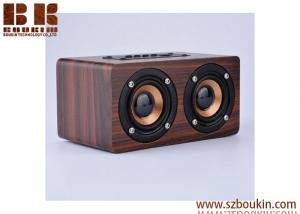 China Dual-horn Wooden Bluetooth Wireless Portable Speaker With Bass Music Sound, Intelligent Hands-free Calls on sale