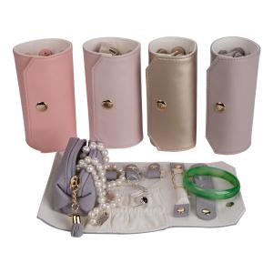 China Purple / Pink Leather Jewelry Bag For Jewelry Collect / Display 0.3kg Weight on sale