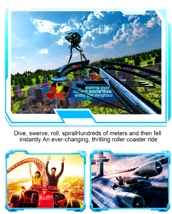 9D VR Roller Coaster Simulator Double Seats | Interactive 360° Rotation Virtual Reality Ride Arcade Machine for Sale