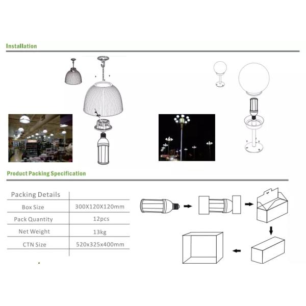 E26 / E39 LED Corn Light High Brightness - 20 - 40˚C Working 4500Lm