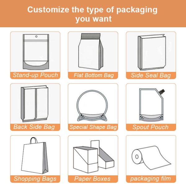 Custom Printed Stand Up Zipper Pouches for Food Packaging MOQ 1000pcs