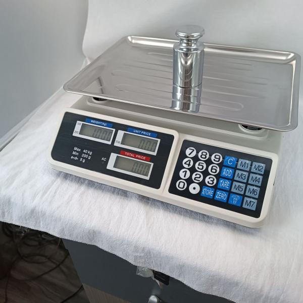 Scale Tray Rectangle Accurate 40kg Commercial Weight Scale for Fruit Electronic Counter with 1g Division Battery Powered