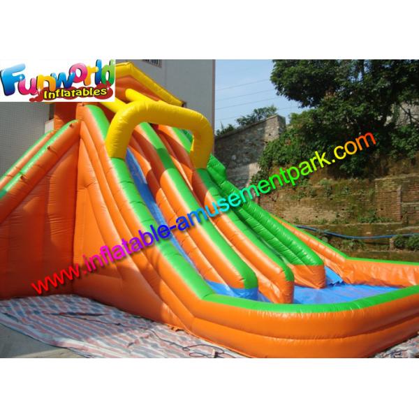 Large Outdoor Inflatable Water Slides Pool With PLATO 0.55mm PVC Tarpaulin