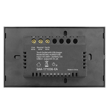 Usb Charger 2100mA Output SAA Certifications Glass Panel Australia/new Zealand Building Wall Touch Sockets