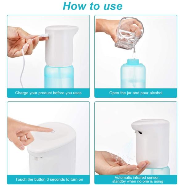 400ML Plastic Mist Spray Bottle CE Hand Free Sensor Countertop