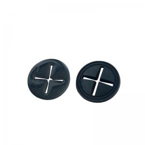 China Custom 3D Round Black Cross Hole Silicone Rubber Soft PVC Headphone Hole Label on sale