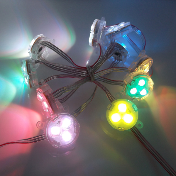 DC 12V IP65 Mini Full Color Pixel Led Lamp 30mm Holidays Light With Lens