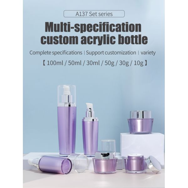 Spray Pump Cap Customized Luxury Acrylic Lotion Bottle Set for Cosmetic Packaging and MS Body Material