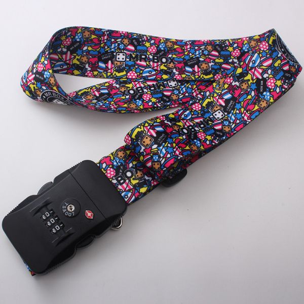 Red Polyester Sublimation Personalised Luggage Straps With Various Accessories