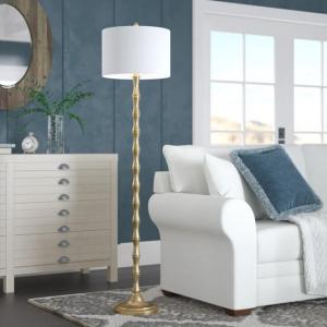 China Fabric Metal Gold White E26 Traditional Floor Lamp Modern Decoration on sale