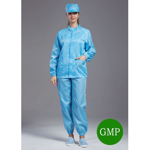 SMT Workshop ESD Anti Static Jackets and pants Blue Color With 75D or 100D Yarn for cleanroom
