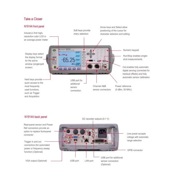 N1914A Keysight Dc Power Analyzer Dual Channel Power Meter 120GHz Desktop