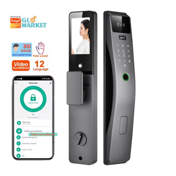 Glomarket 3d Face Recognition Smart Door Lock Tuya Real Time Video Intercom Wifi