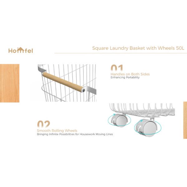 Household Wire Laundry Hamper With Wheels Metal Clothes Hamper 400x419x583mm