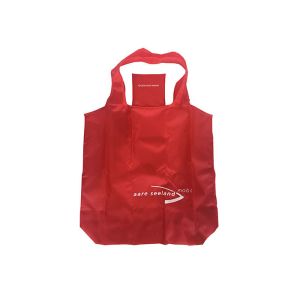 Red 210T RPET Folding Tote Bag Custom Foldable Reusable Bags