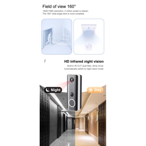 WiFi Two Way Intercom Tuya Smart Video Doorbell 1080P IP65 Waterproof