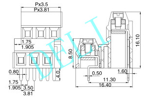 High Quality Rising Clamp 3.5/3.81mm Plastic Screw Terminal Block DL128B-XX-3.5/3.81