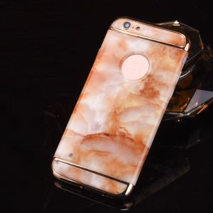 Hard PC 3 in 1 Plating Border Marble Lines Back Cover Cell Phone Case For iPhone