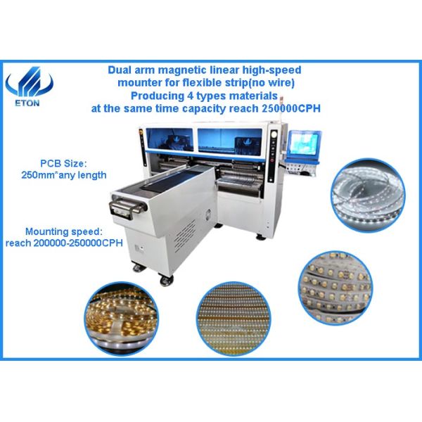 Dual Arm Four Module SMT Pick Place Machine 250000 CPH 6KW Flexible Strip