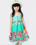 Flower Beach Dress , Cotton Childrens Clothes Summer Flora Sleeveless