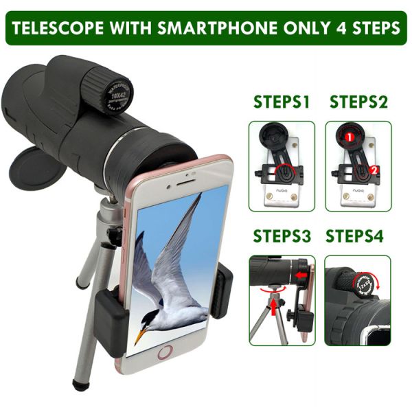 40X60 High Power Mobile Phone Monocular Telescope With Phone Adapter And Tripod