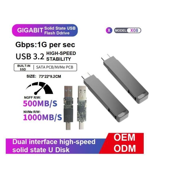 Custom-Made Portable Type-C Solid State Disks Sk USB 3.2 Flash Drive Provides a Read Speed of up to 550MB/S and a Write Speed of 1000MB/S 520GB SATA and Nvme