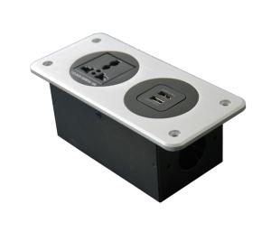 Quality 2018 New Aluminum Panel Socket with Universal power and USB charger for table /wall mounting for sale