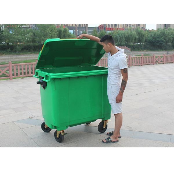 660 Litre Plastic Hand Push Outdoor Garbage Truck 1100l Large Sanitation Garbage Trailer Bucket Plastic Garbage Bin