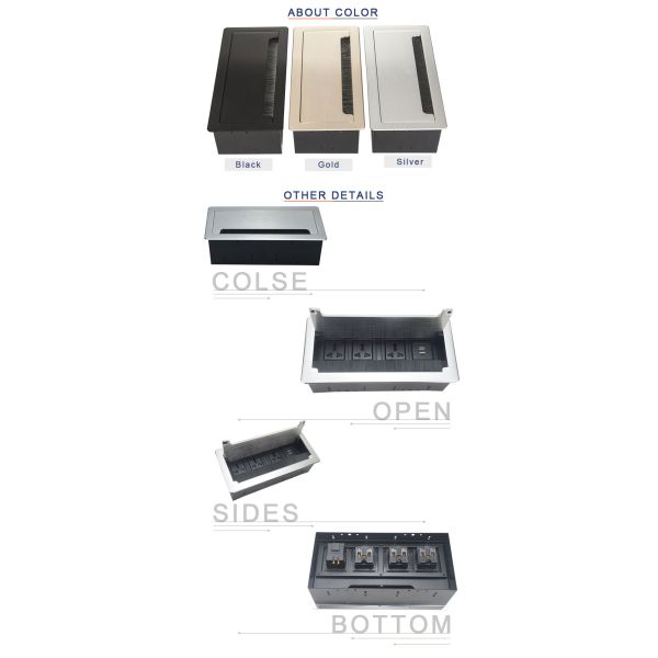 USB 3.0 data Mount in desk modular brush flip up power socket