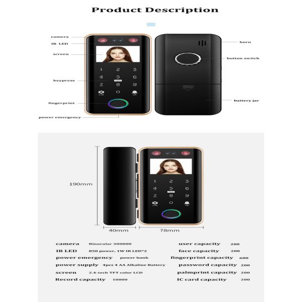 Glass Face Recognition Door Lock Fingerprint Password Tuya Wifi Lock For Office