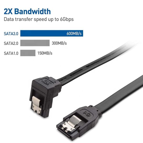 High Speed 6Gbps 90 Degree Right Angle Sata Connector Cable for Hard Disk