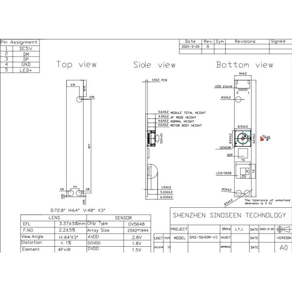 OV5648 5MP AF Plug And Play Raspberry Pi Camera Module USB For Face Recognition