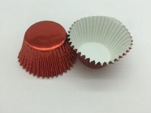 Quality Disposable Aluminum Baking Cups Red Color Cupcake Decoration Customized Size for sale