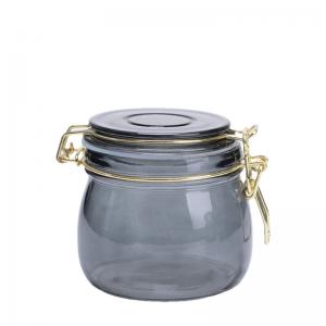 China Black Kitchen Glass Storage Jars With Lids Leakproof 500ML Capacity on sale