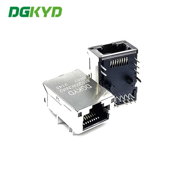 Two Color Light DIP RJ45 12 Pin Socket Connector PA66 Material