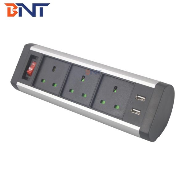 UK 3 ways electrical clamp on office desk power socket with usb port