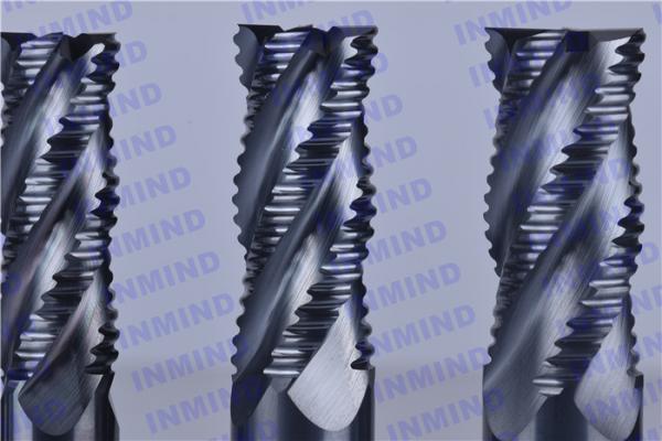 2.4 mm Pitch AlTiN Coating Rough Cut End Mill , 4 Flute Solid Carbide Drill Bits