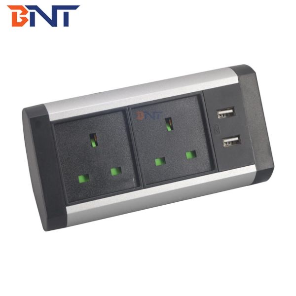 Horizontal column multimedia clamp on desk power socket box