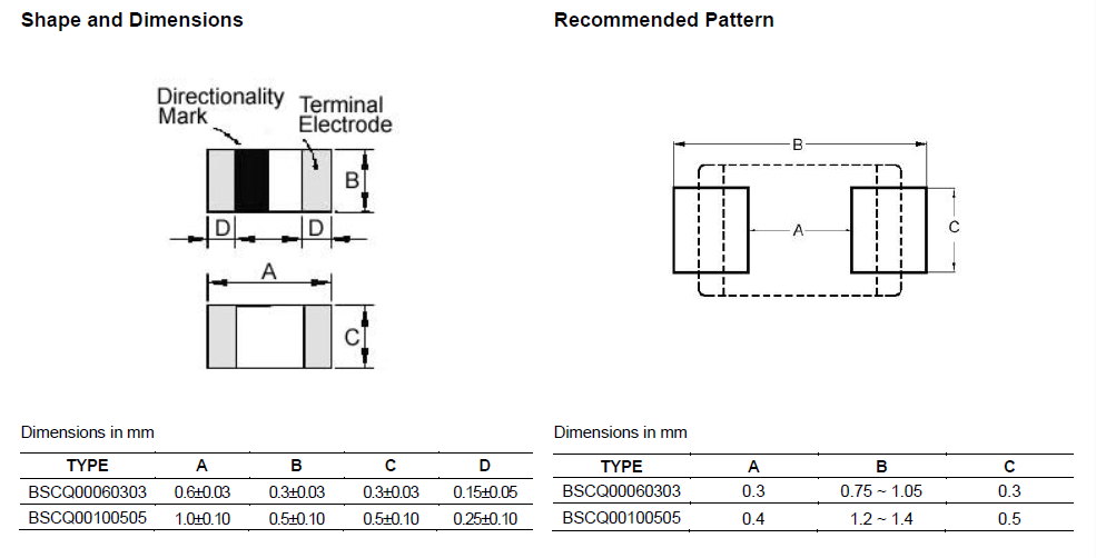 Fixed SMD Power Inductor BSCQ000603030N6□00 For Bluetooth / WLAN