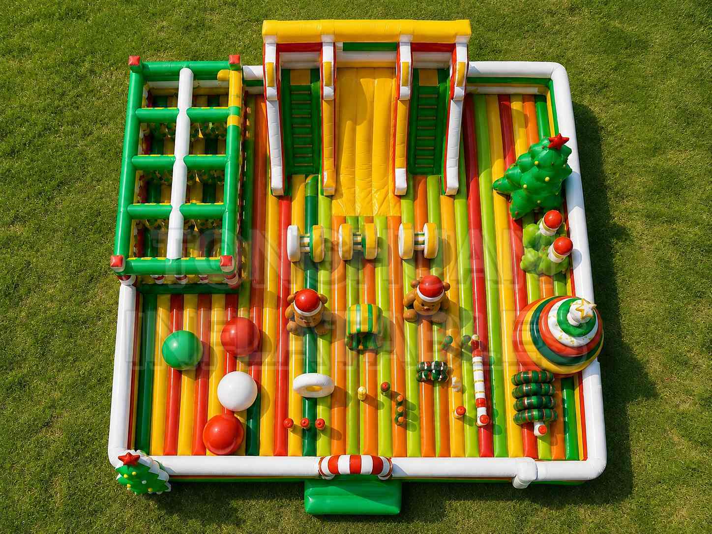 Custom Christmas Theme Inflatable Playground with Slide Obstacle Games and Holiday Decorations for Kids Party Rental Mall Events and School Carnivals